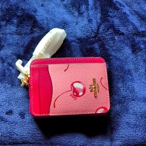 Coach Zip Card Case With Cherry Print